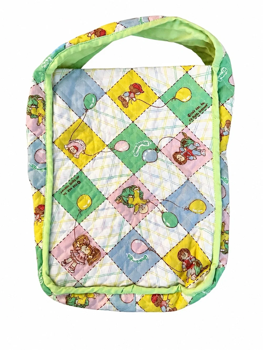Vintage 1983 Cabbage Patch Kids Quilted Doll Diaper Bag & Receiving Blanket Set